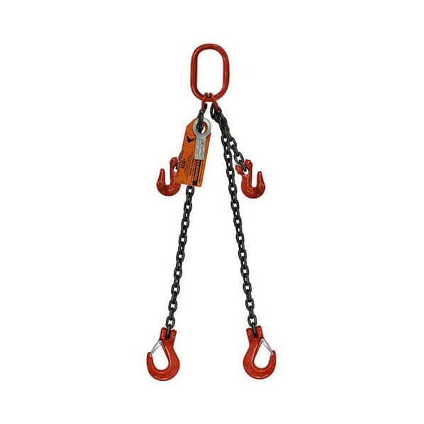 Hsi Two Leg Chain Slng, Adjstbl Type B, 5/8 in dia, 22ft L, Oblong Link to Slng Hook, 39,100lb Lmt 10ADOS5/8B-22 - main